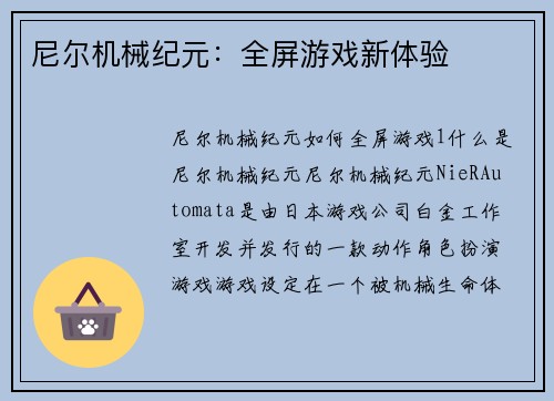 尼尔机械纪元：全屏游戏新体验